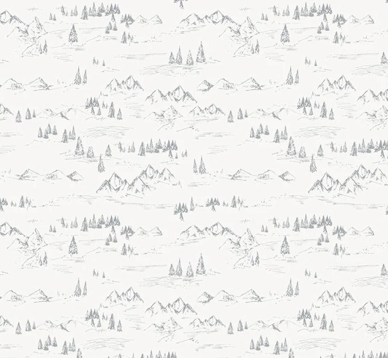 Papier peint illustration montagne et sapin, XXL, tendance