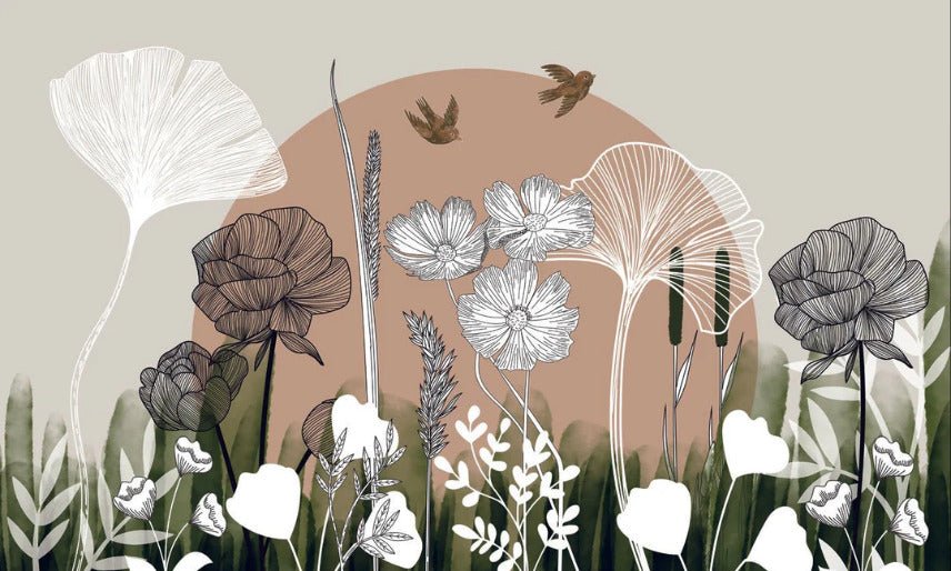 Panorama-Tapete Blumenillustration
