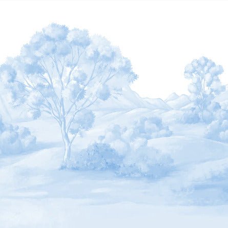 Tapete Poetische Landschaft blau