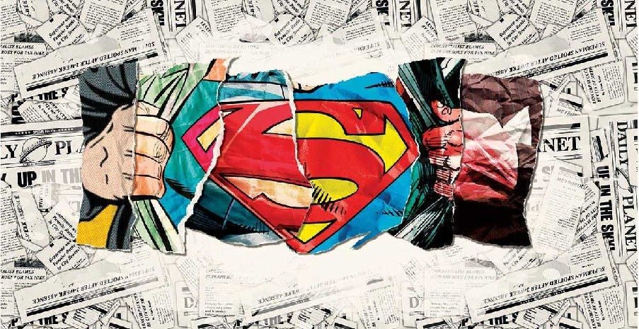 Papier peint panoramique héro superman BD ecu S journal presse, XXL, tendance