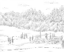 Papier peint paysage italien Dolomites noir blanc, XXL, tendance