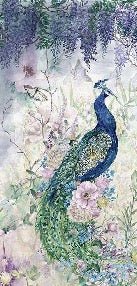 Panorama-Wallpaper Peacock blau Pfau floral