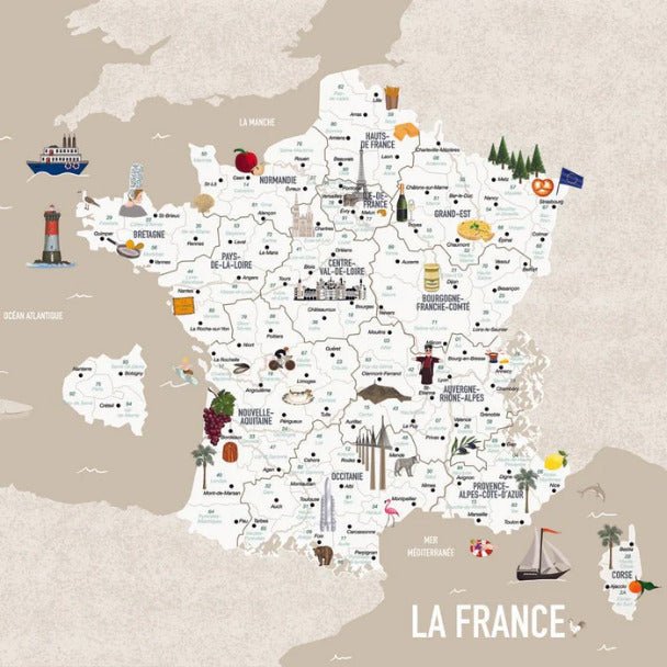 Tapete Karte von Frankreich Kind beige