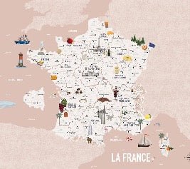 Kindertapete Karte Frankreich rosé