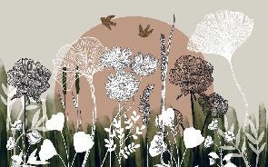 Papier peint panoramique illustration florale, XXL, tendance