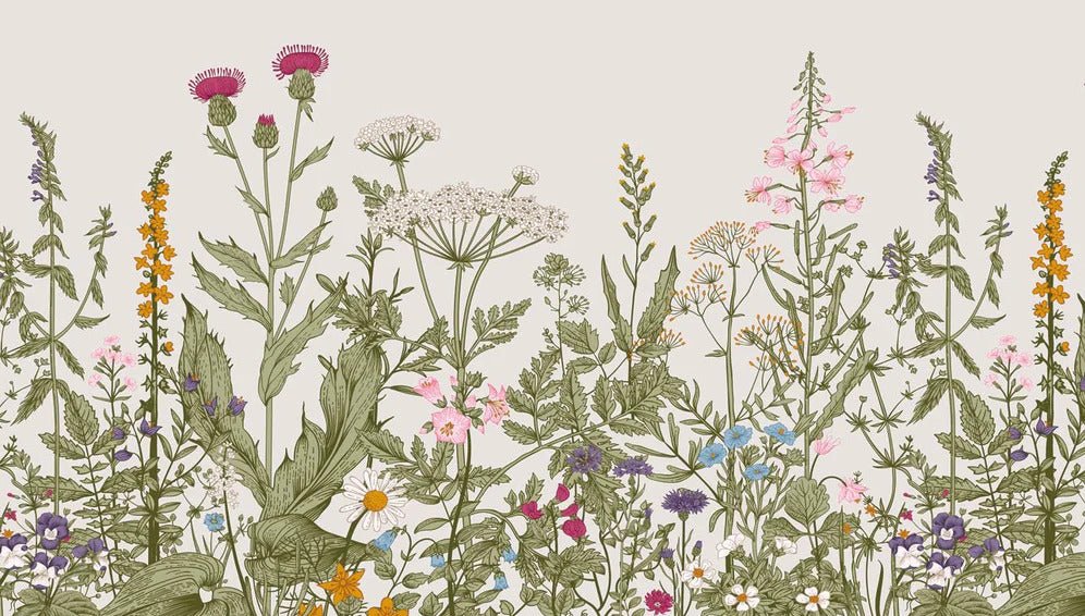 Tapete Botanische Blume Folk Romantik