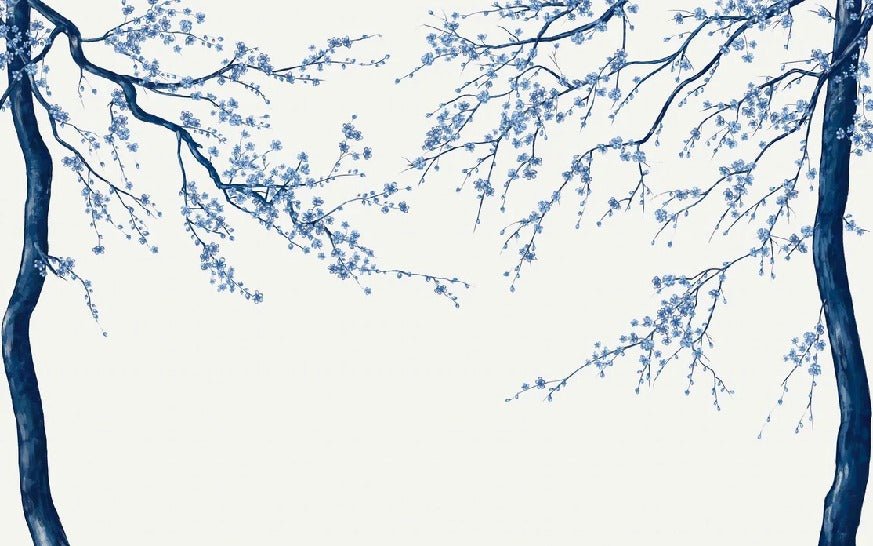 Panorama-Tapete Sakura-Blume weiß