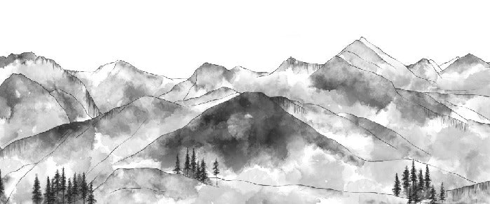 Tapete Bergkette der Aravis schwarz und weiß