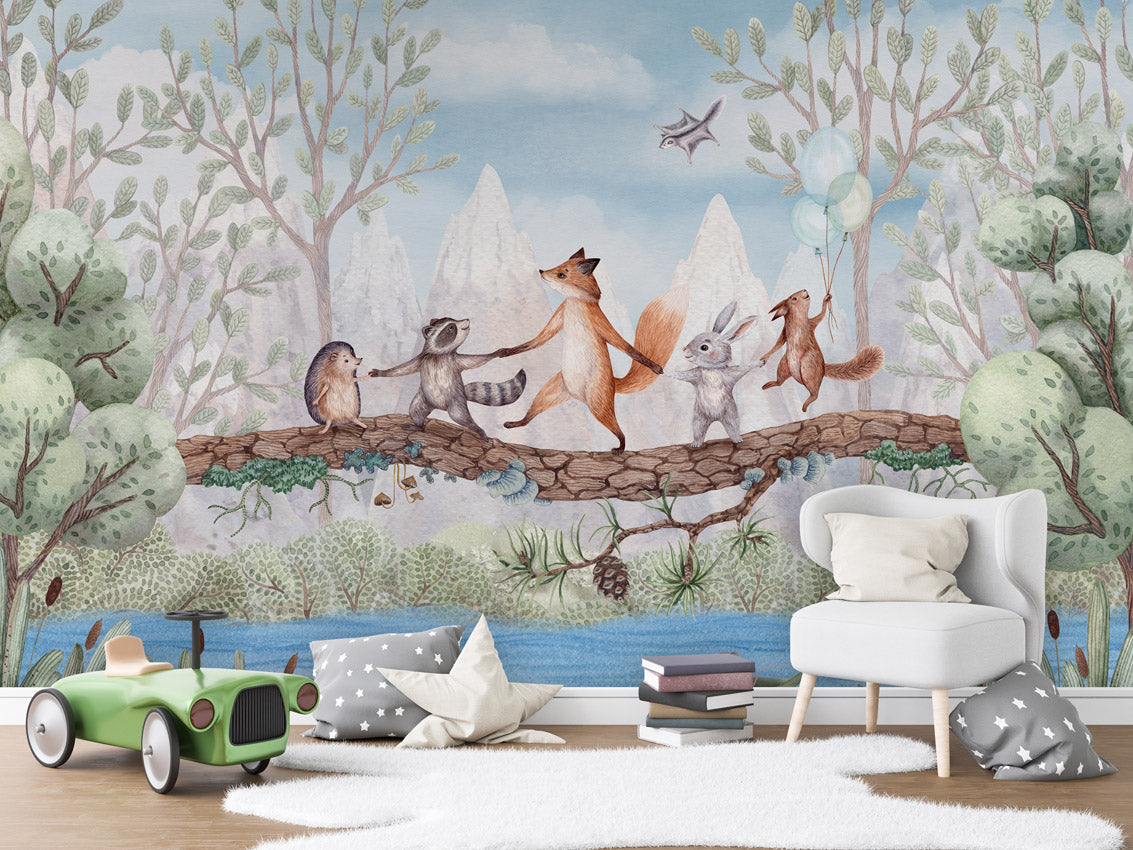 Papier peint enfant - Aventure animale - Muralconcept
