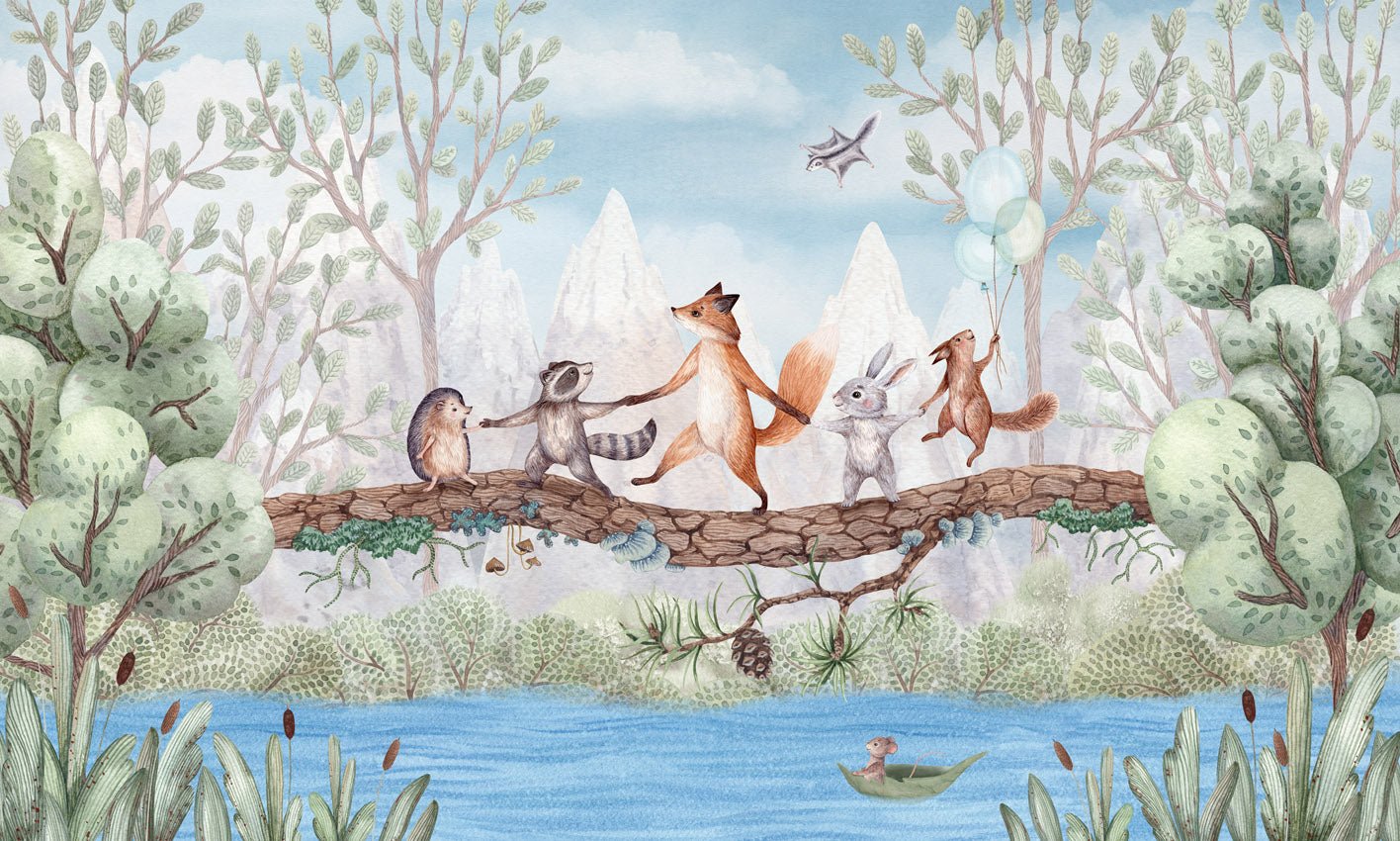 Papier peint enfant - Aventure animale - Muralconcept