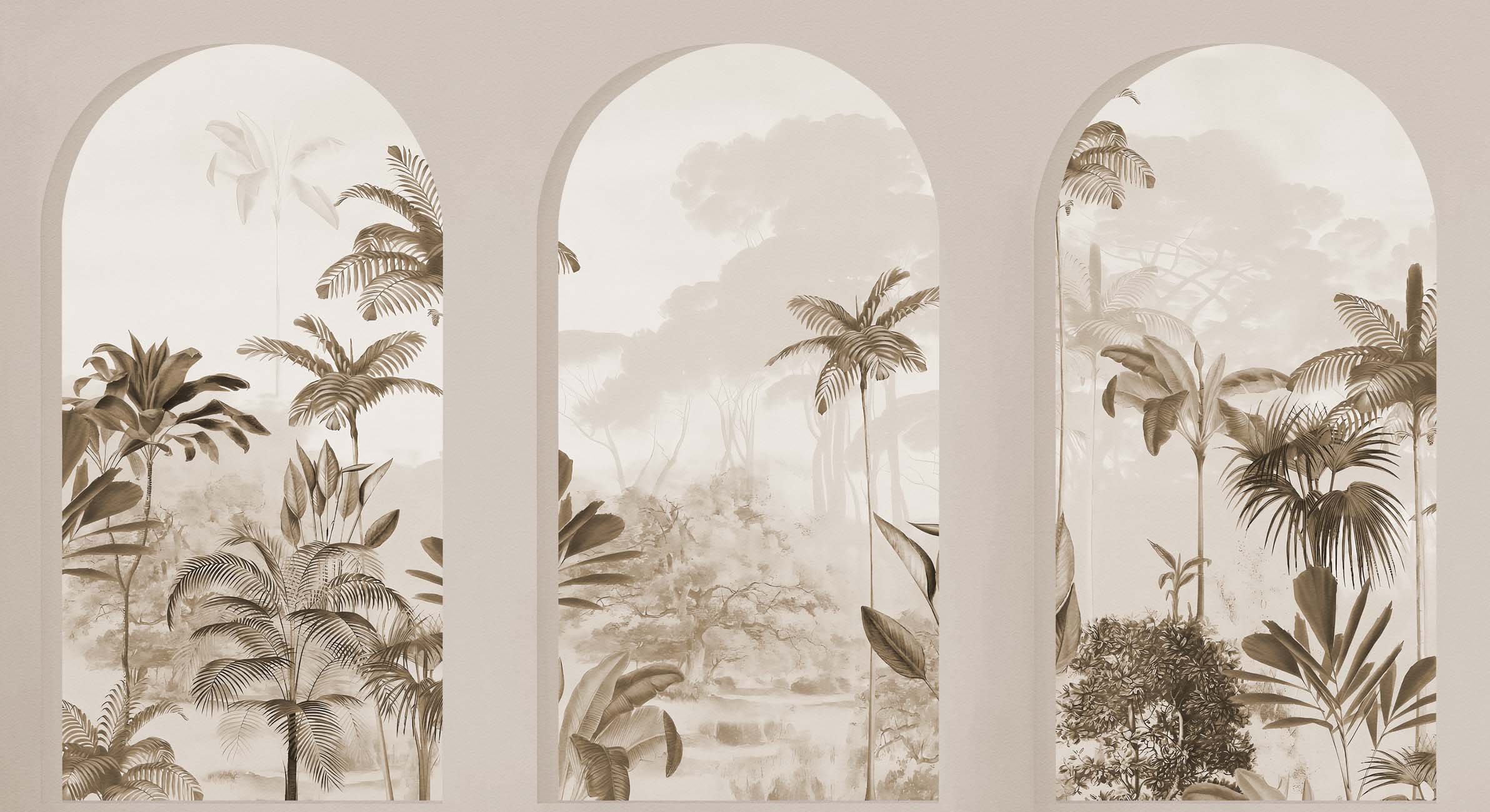 Papier peint arches luxuriantes sépia, XXL, tendance