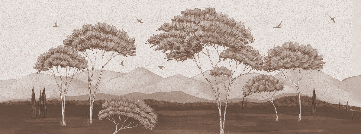 Papier Peint Provence Sepia - H125cm x L260cm - Matière Softouch - Muralconcept