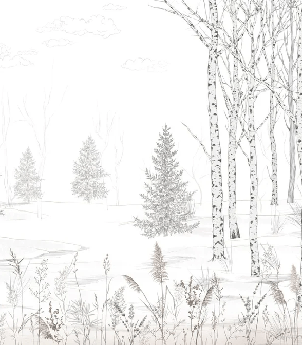 Papier Peint Panoramique Douceur des Bois - H250cm x L219cm - Matière Softouch, XXL, tendance