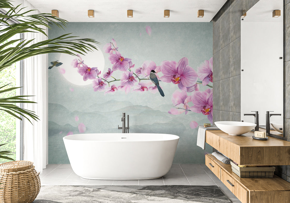 Orchidee intraised Badezimmer Tapete