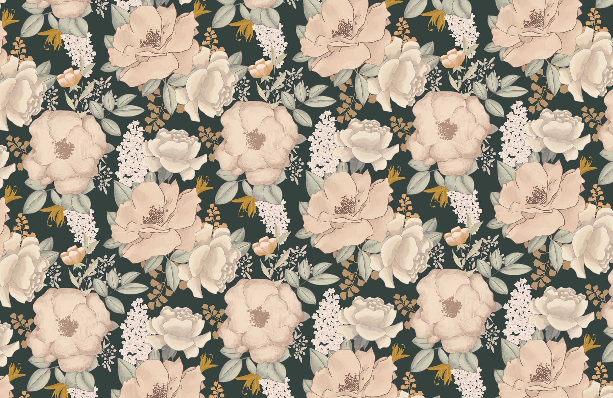 Papier peint fleur pastel profond, XXL, tendance