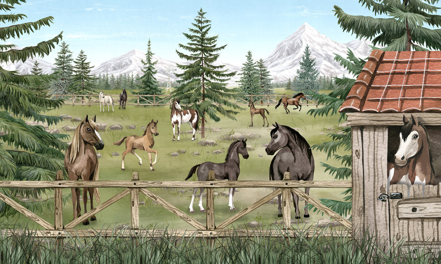 Papier peint évasion - Le havre des chevaux - Muralconcept