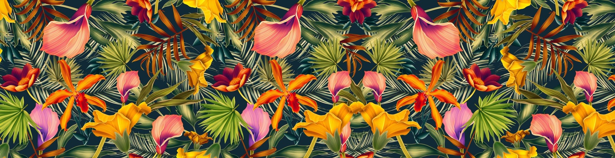 Papier peint panoramique Orange Tropical, XXL, tendance