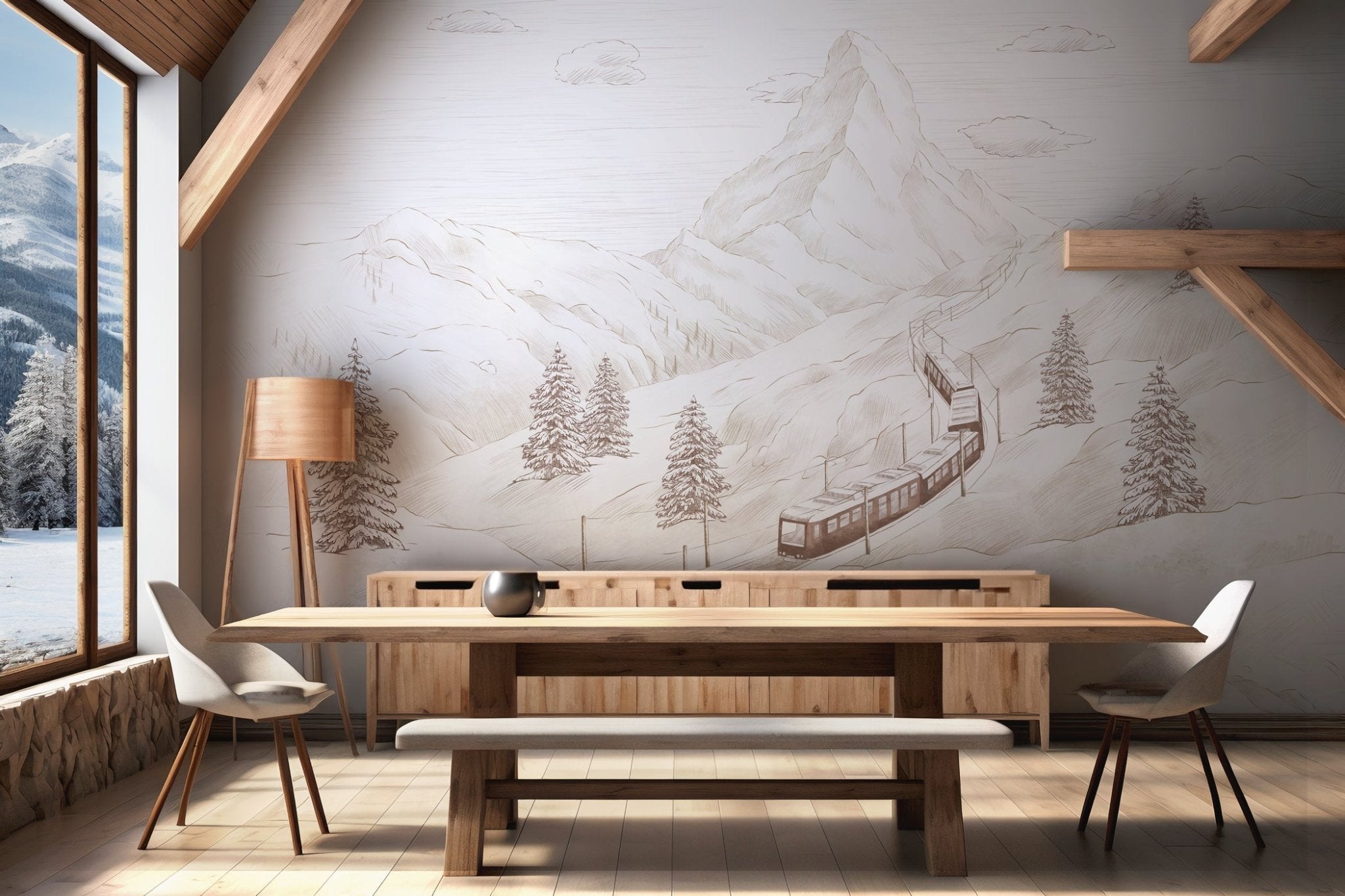 Papier peint panoramique Mont Cervin sépia, XXL, tendance