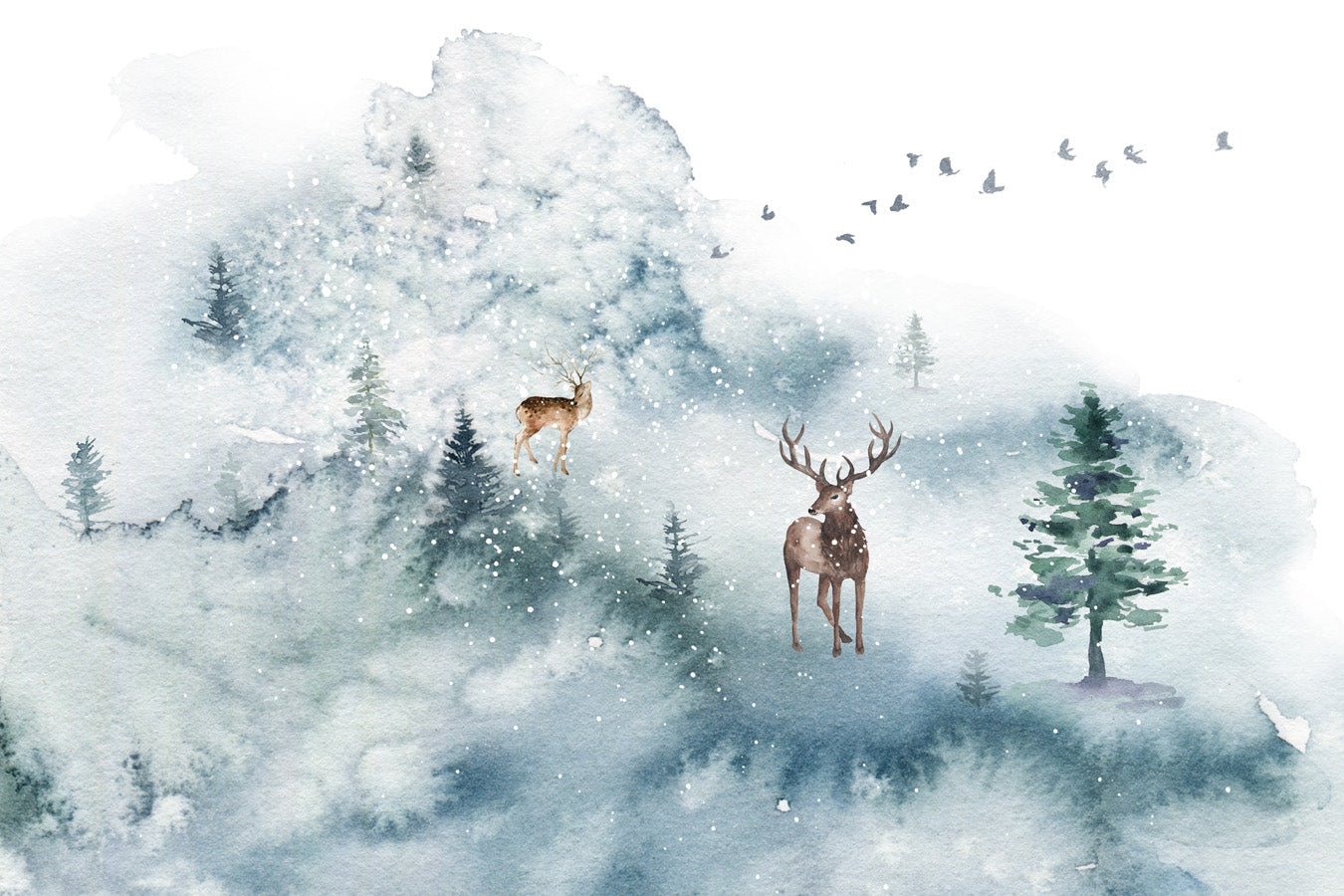 Papier peint Cerf & Scandinave, mural concept, tendance