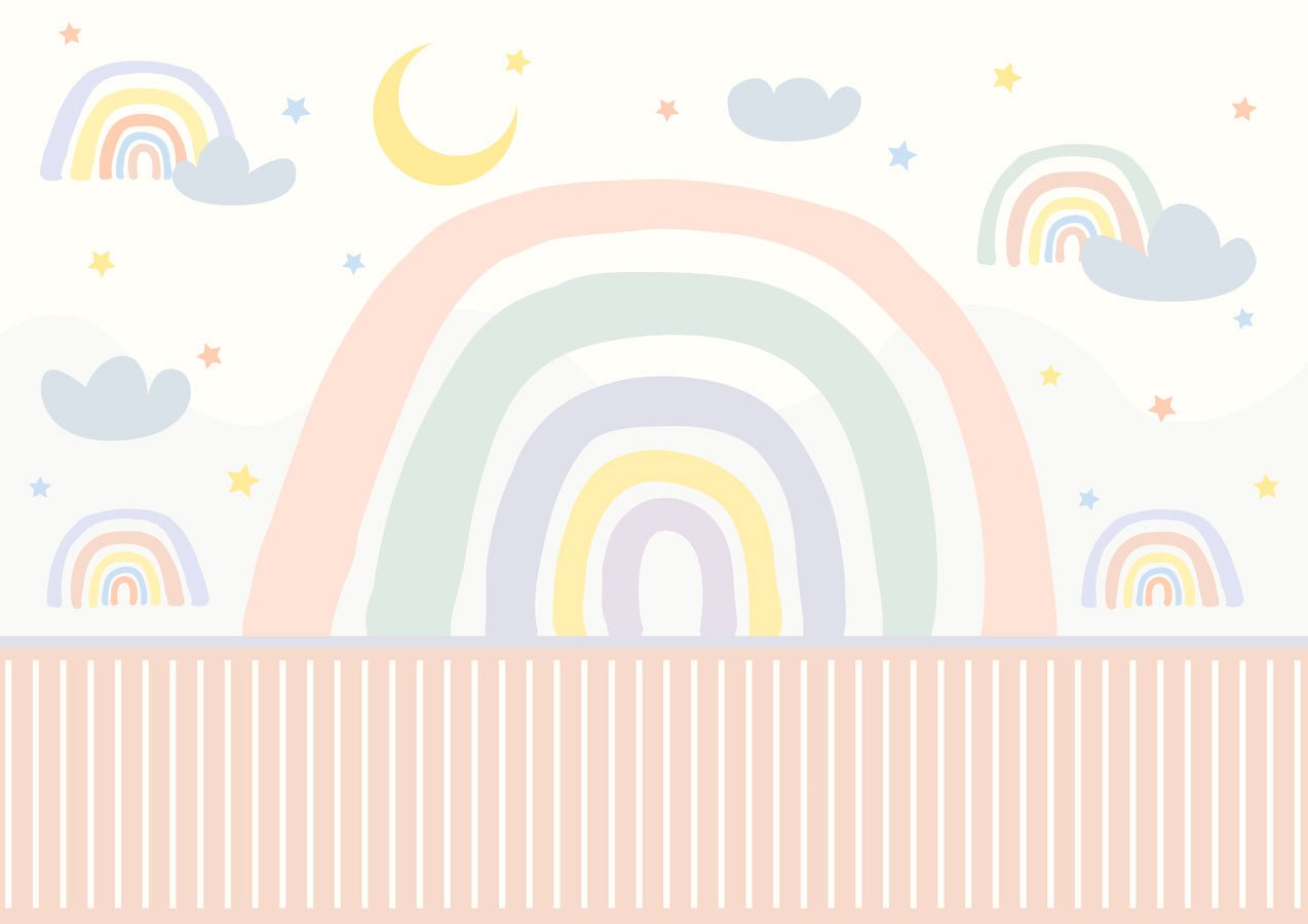 Papier peint chambre fille arc en ciel, mural concept, tendance