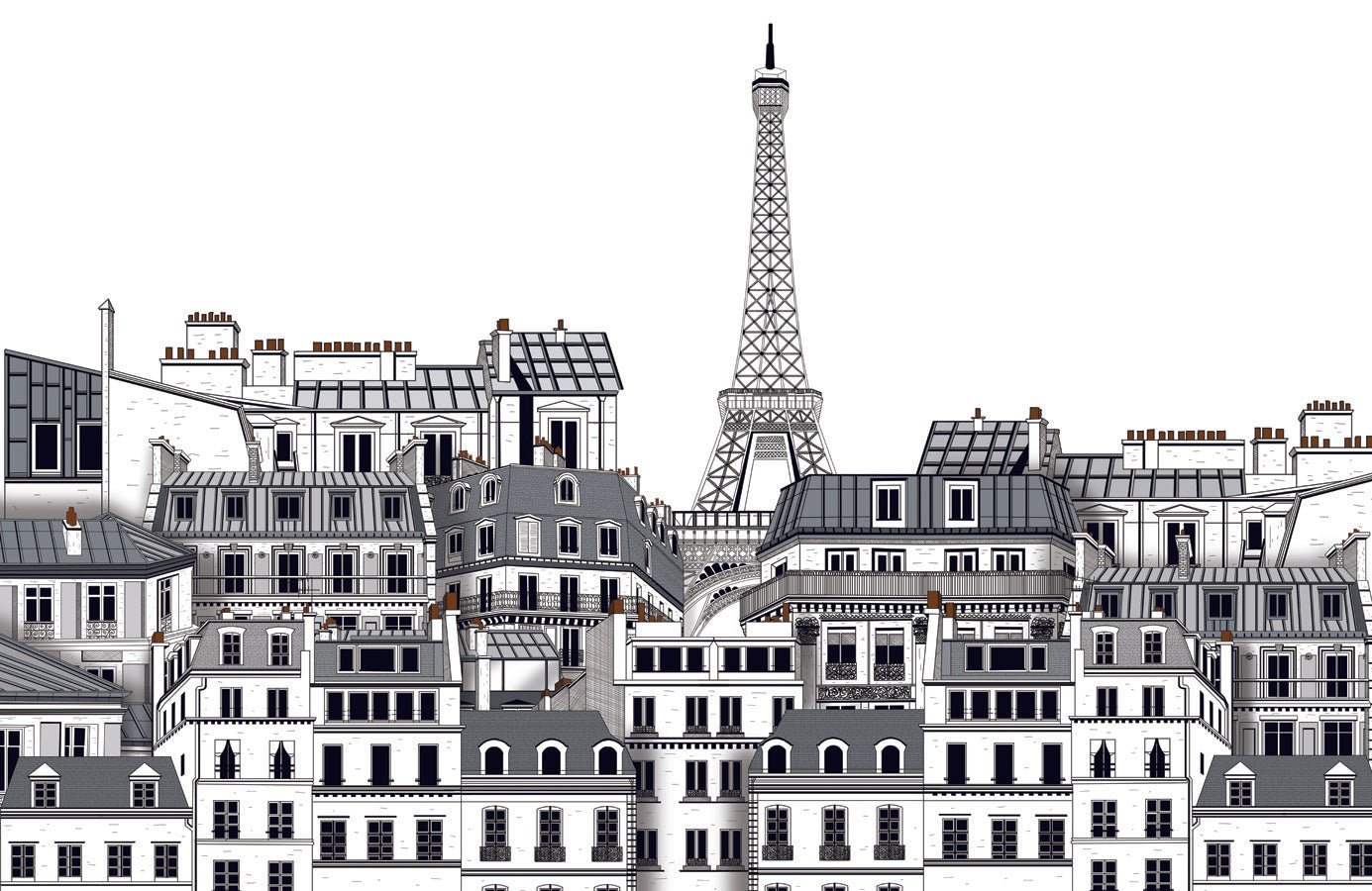 Papier peint Français les toits Parisiens, mural concept, tendance