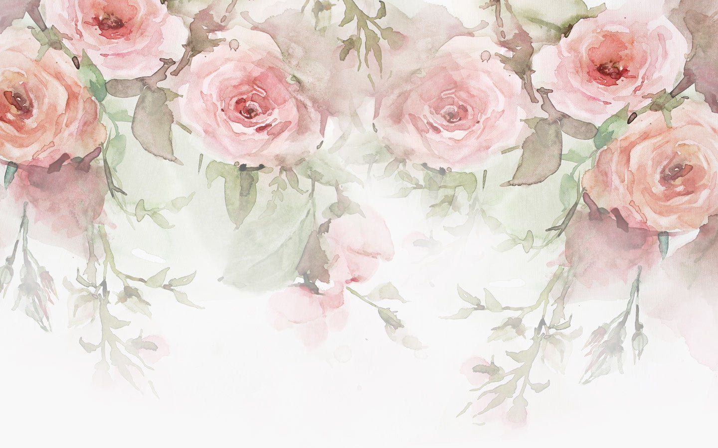 Papier peint Rose Aquarelle, mural concept, tendance