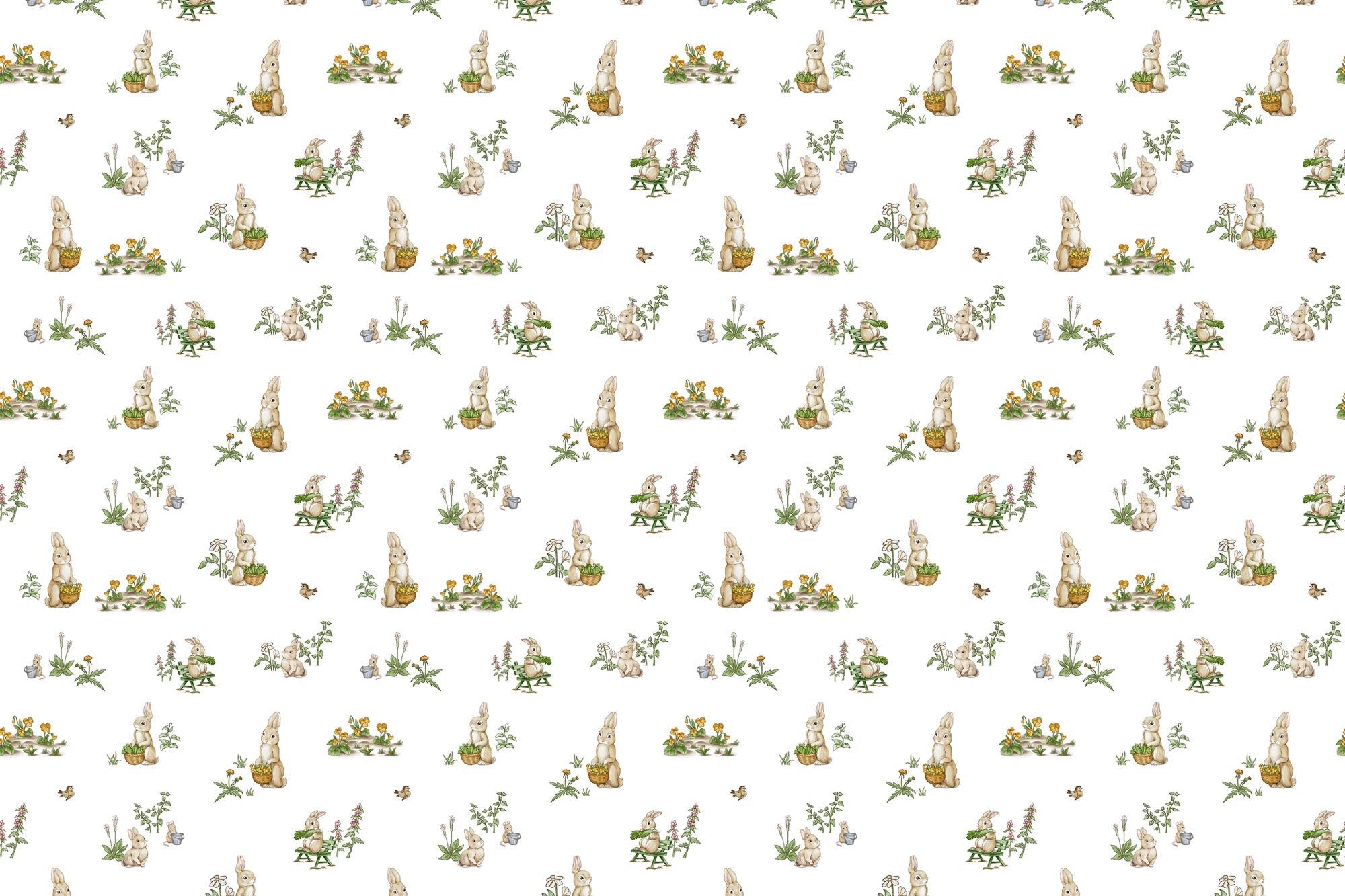 Papier peint à motif pour enfant. La ronde des lapins - Muralconcept