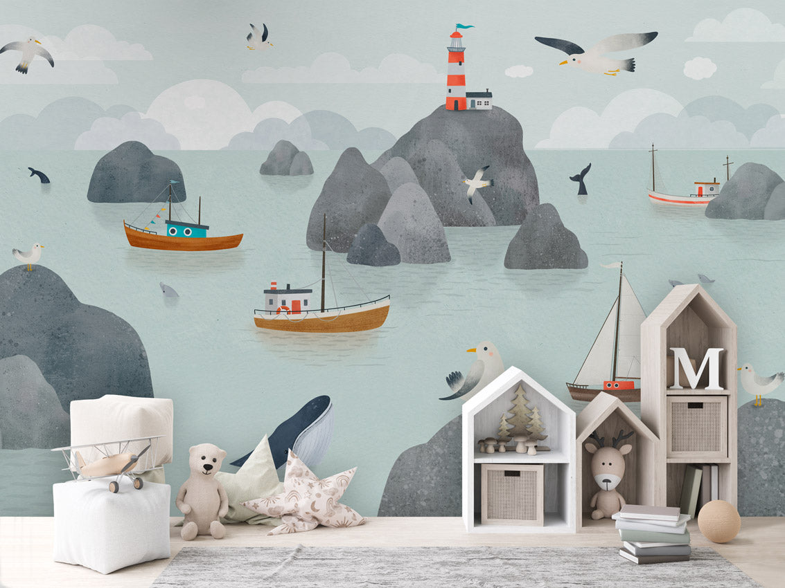 Papier peint enfant - Histoires en bord de mer - Muralconcept