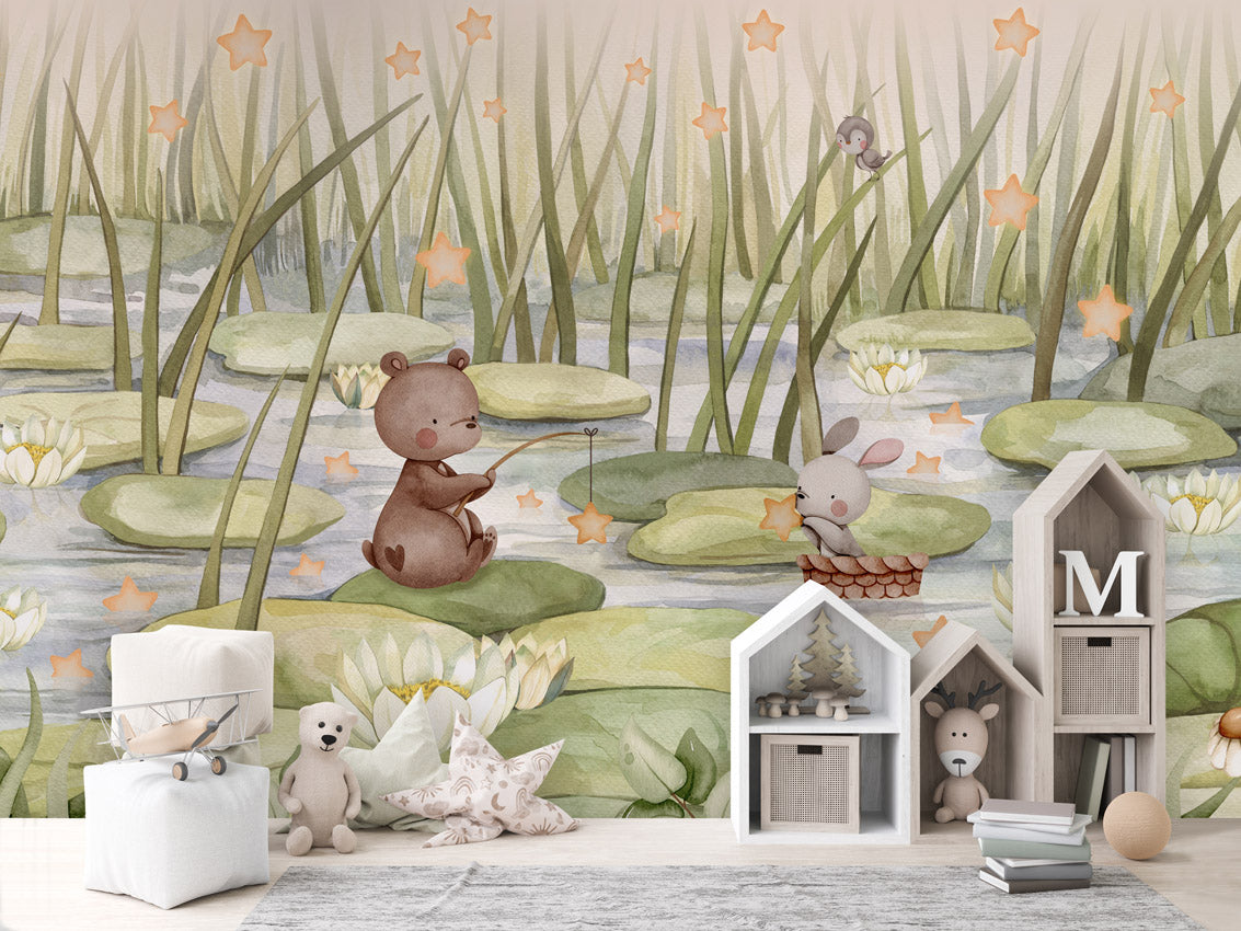 Papier peint enfant - Etang étoilée - Muralconcept