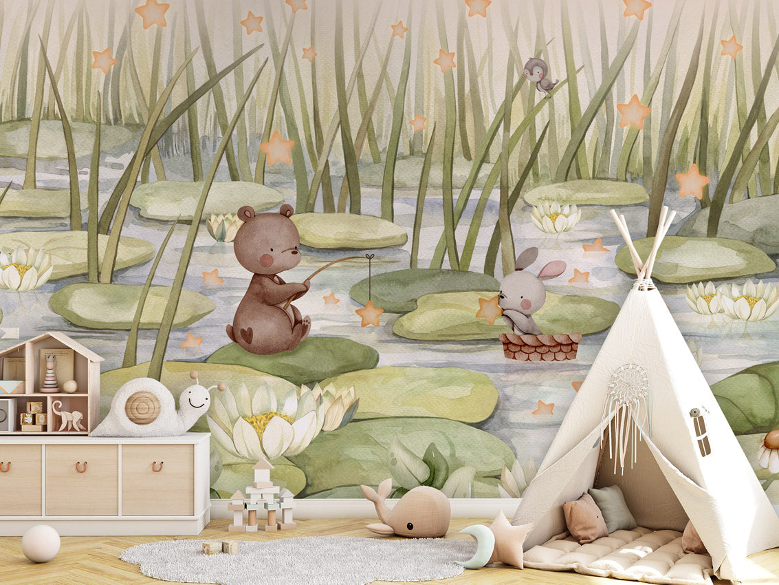 Papier peint enfant - Etang étoilée - Muralconcept