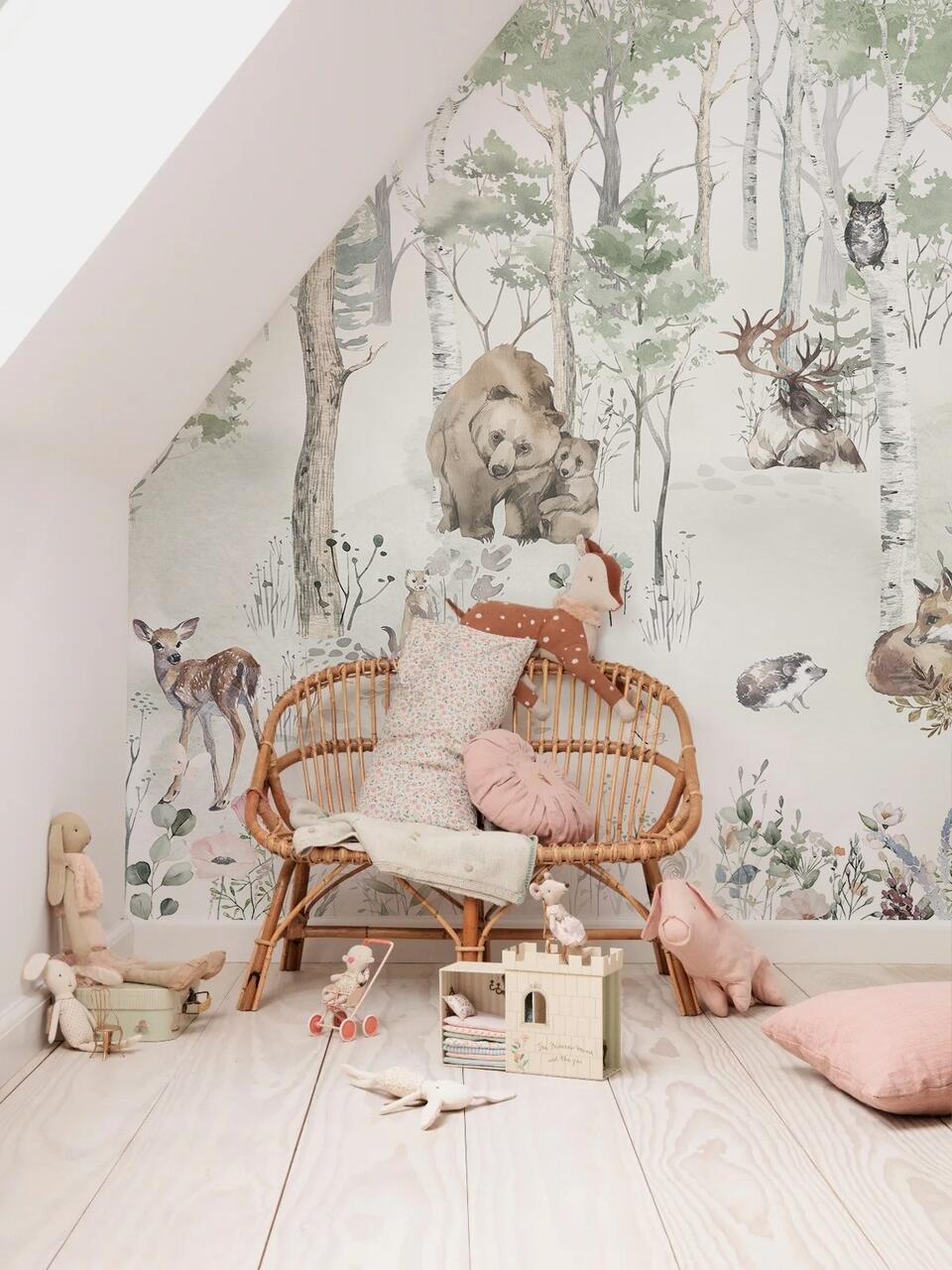 Papier peint panoramique petits compagnons de la forêt - Muralconcept
