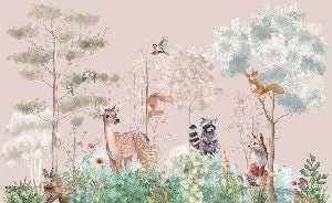 Tapete Kinderzimmer magische Natur rosa