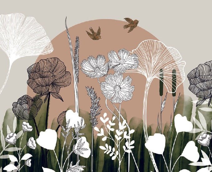 Panorama-Tapete Blumenillustration