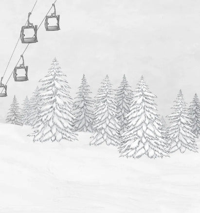 Tapete Berg Gondelbahn schwarz & weiß