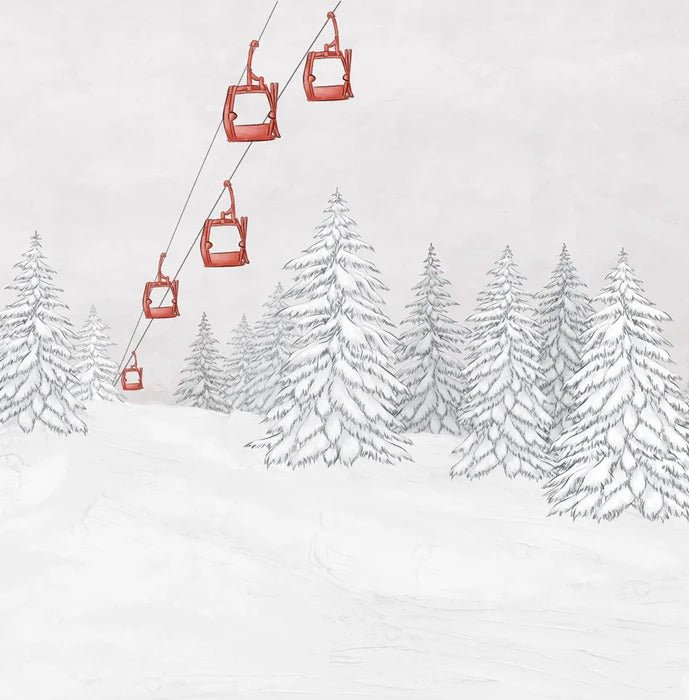 Papier peint montagne télécabine rouge, XXL, tendance