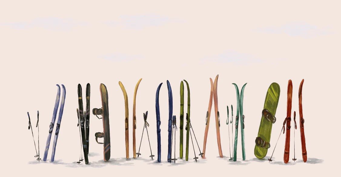 Papier peint skis colorés beige