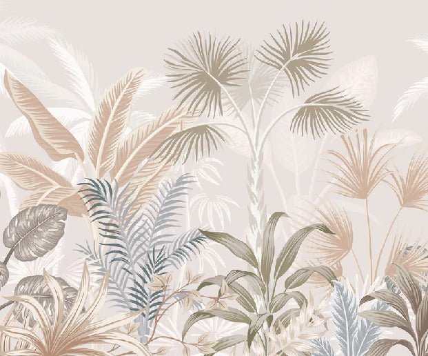 Papier peint panoramique jungle terracotta, mural concept, tendance