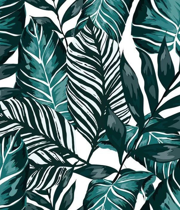 Papier peint bistrot feuille couleur bleu paon, XXL, tendance