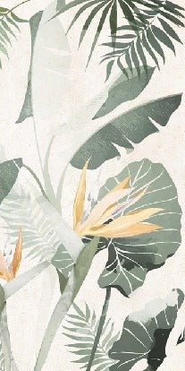 Papier peint salle de bain sur mesure végétal vert jaune, XXL, tendance