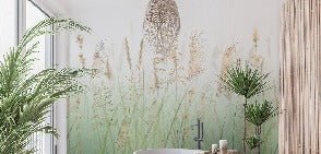 Tapete Blume von grünen Weizenfeldern