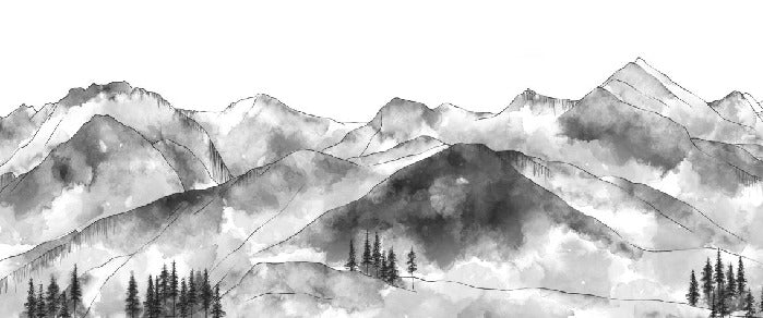 Tapete Bergkette der Aravis schwarz und weiß