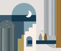Tapete Arche blau Grafik