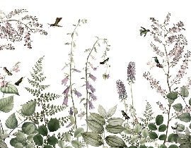 Papier peint fille douceur mauve, mural concept, tendance