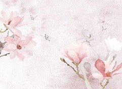 Papier peint aquarelle magnolia rose, XXL, tendance