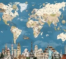 Tapete Weltkarte Monument World