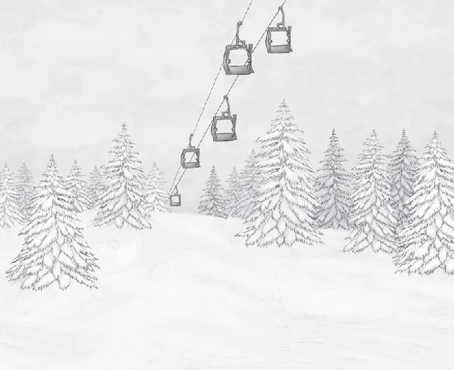 Tapete Berg Gondelbahn schwarz & weiß