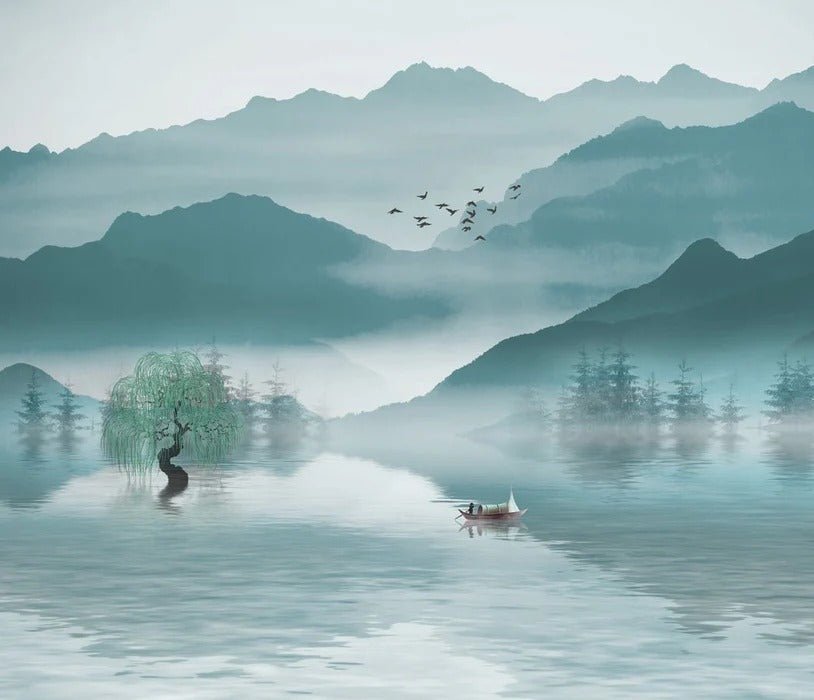 Tapete zwischen Berg und See