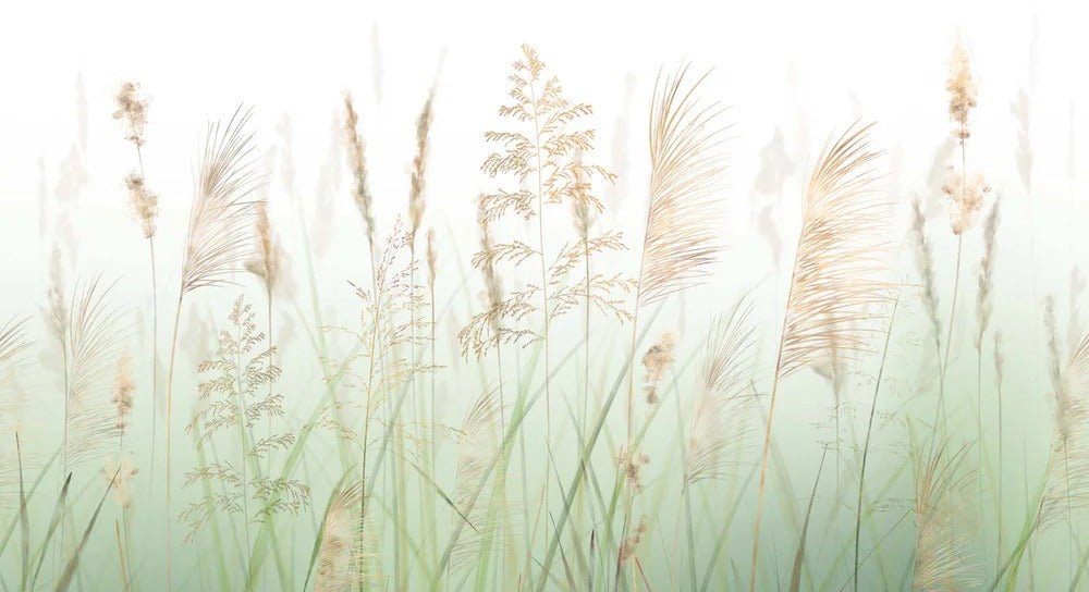 Tapete Blume von grünen Weizenfeldern
