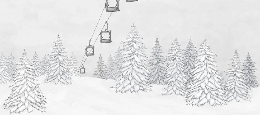 Tapete Berg Gondelbahn schwarz & weiß