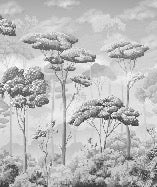 Papier peint panoramique pinèdes noir et blanc, XXL, tendance